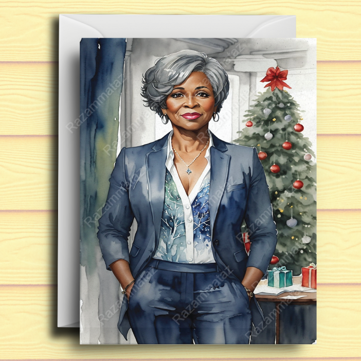 Black Woman X Christmas Card
